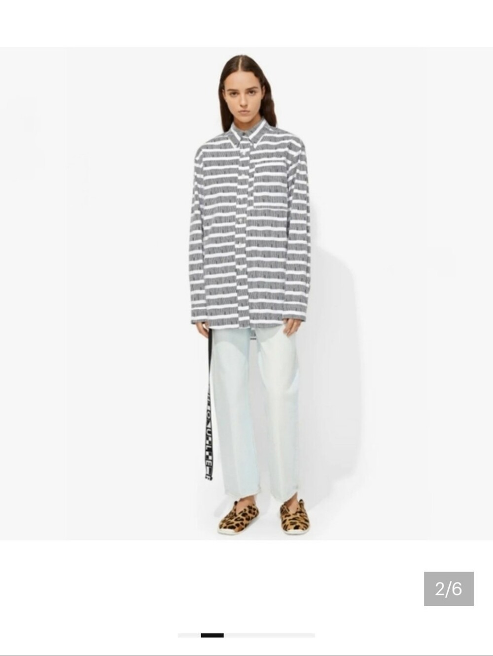 Proenza Schouler Logo Spell Out Fraphic Striped Black & White Button-Down - S